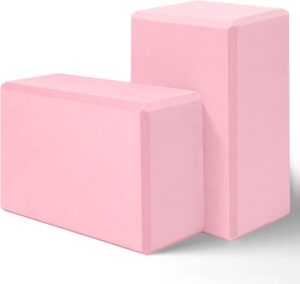 Yoga Block, Yoga Blocks 2 Pack, Sturdy Yoga Foam Blocks, High Density & Non Slip Dance Blocks for Stretching and Toning, Fitness Accessories for Stability & Balance