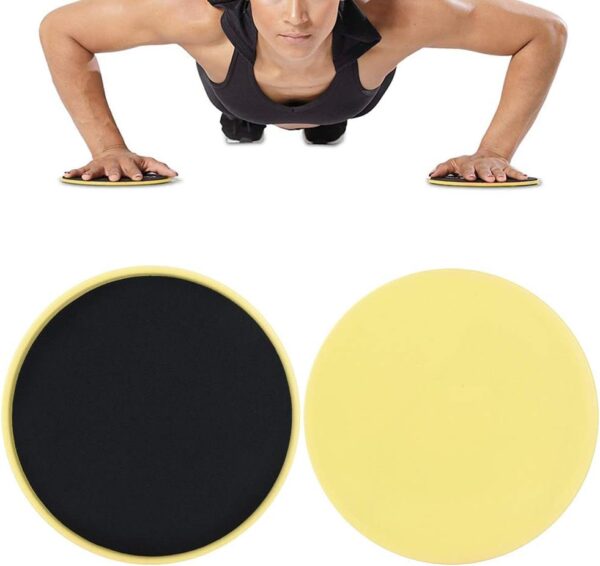Fitness Disc Slides, 2pcs Gliding Discs Slider Fitness Disc Exercise Sliding Plate Sliding Discs Fitness Core Slider Workout for Gym, Home, Yoga, Pilates (yellow)