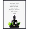 Buddha Quotes Wall Decor - Inspirational Quote Wall Art - Zen Meditation Decor - Buddha Statue Art - Spiritual Gifts for Women, Men - New Age Spa Room Decoration - Yoga Artwork - Buddhism Buddhist