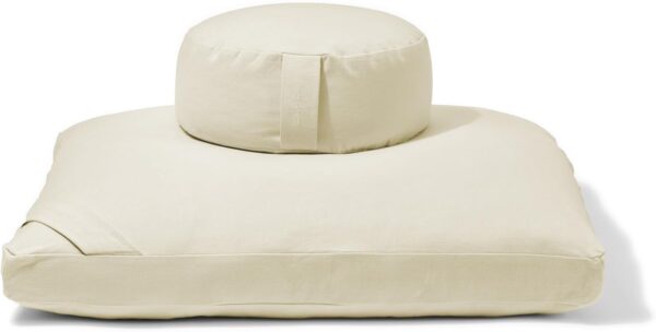 Meditation Cushion Set by renoo - Durable Comfortable Organic Cotton, Linen, Hemp - Modern Zafu Zabuton - Buckwheat Kapok Filled Floor Pillow Yoga Bolster in 15 Colors Washable Cover