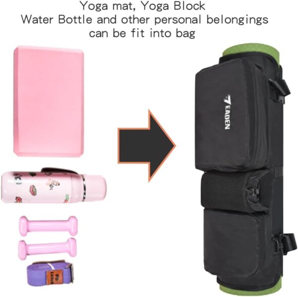 Yoga Mat Bag - Waterproof, Multi Pockets, Adjustable Strap, Fit for 1/4" 1/3" 1/2" Thick Yoga Mat, Storage for Most Yoga Accessories - Perfect Tote Carrier for Yoga, Gym, Travel