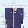 MIKAL Scrub Tops for Men V Neck Relaxed Fit W/ 3 Pockets, Super Soft Cotton Premium Knitted Medical/Health Care Uniform