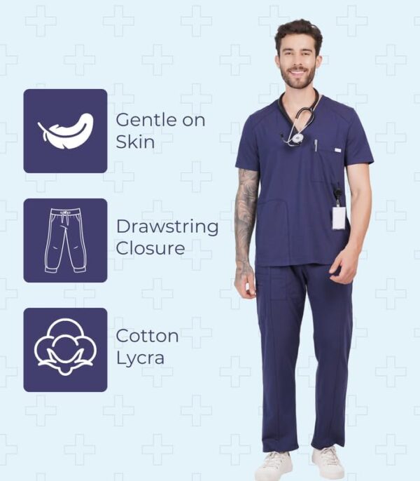 MIKAL Bottom Scrub for Men, Regular Fit with 7 Pockets, Super Soft Cotton Premium Knitted Medical/Health Care Uniform