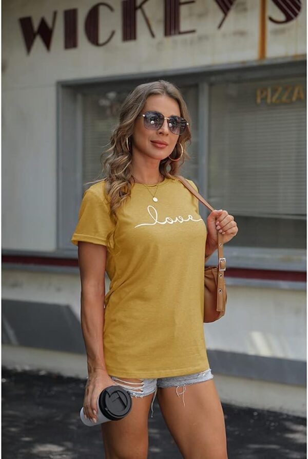 NIUBIA Women's T-Shirt Graphic Tees Love Printed Casual Short Sleeve Tops Summer Loose Fitted Top