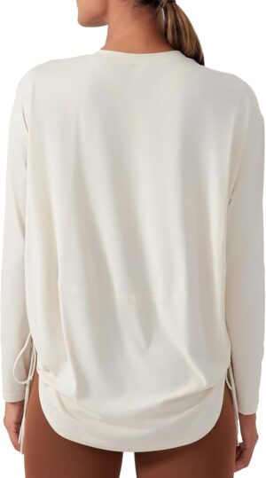 altiland Drawstring Side Ruched Long Sleeve Workout Shirts for Women, Buttery Soft Running Gym Athletic Yoga Tops Loose Fit
