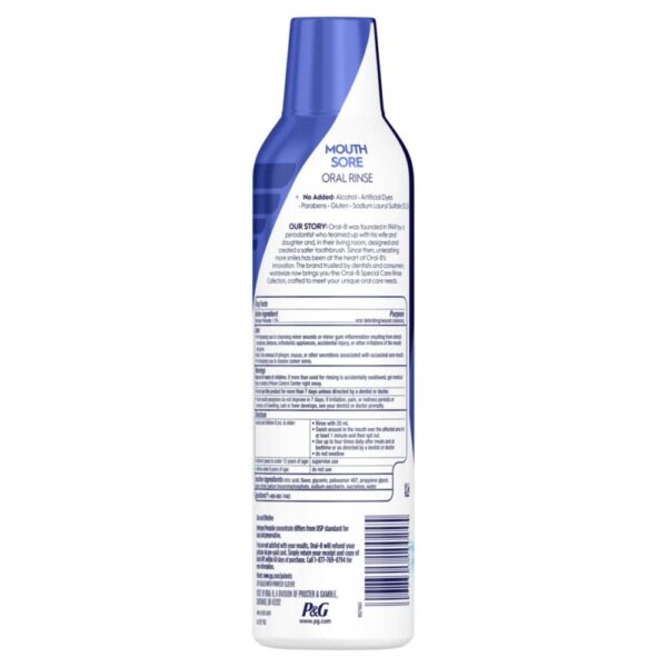 Oral-B Mouth Sore Mouthwash Special Care Oral Rinse, Hydrogen Peroxide Mouthwash, 16 fl oz, Mouthwash Alcohol Free