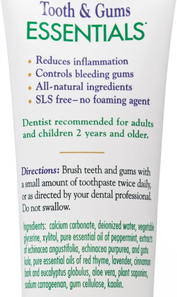 51nBlRkt2cL._AC_SL1000_.jpg Dental Herb Company - Tooth & Gums Tonic (18 oz.) Mouthwash and Essentials Paste (Kit) - Truly Natural - Alchohol and Fluoride Free. Controls Bleeding and inflamed Gums and relieves Dry Mouth.