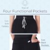 MIKAL Bottom Scrub for Women, Slim Fit with 4 Pockets, Super Soft Cotton W Extra Stretch, Premium Medical/Health Care Uniform