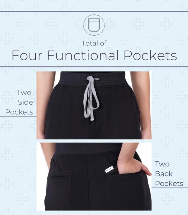 MIKAL Bottom Scrub for Women, Slim Fit with 4 Pockets, Super Soft Cotton W Extra Stretch, Premium Medical/Health Care Uniform