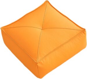 Tatami Cushions Outdoor Patio Cushion, Artificial Leather, Floor Pillow Floor Seating Cushion for Dining Room Office Balcony, Orange, 50cmx50cmx15cm