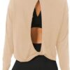 Bestisun Long Sleeve Workout Shirts Yoga Dance Tops Open Back Athletic Clothes for Women