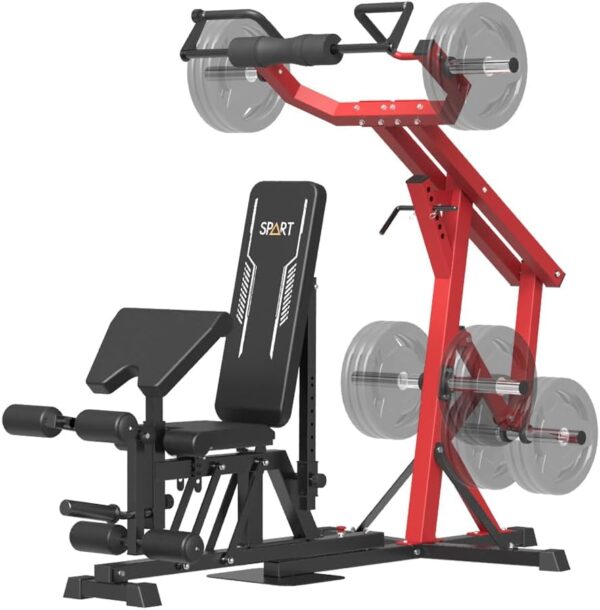 SPART Leverage Gym Machine, Multifunction Strength Training Workout Station, Plate Loaded Lever Gym with Multi Bench Press for Chest, Shoulder, Back, Core, Leg, Full Body Workout Machine for Home Gym