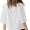 LASLULU Womens Cotton Short Sleeve Workout Shirts Loose Fit Crop Tops Yoga Gym Tee Casual Athletic Running T-Shirts