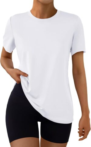 AUTOMET Women's Workout Tops Short Sleeve Gym Shirts Summer Athletic Yoga Tshirts Loose Fit Casual Clothes 2025