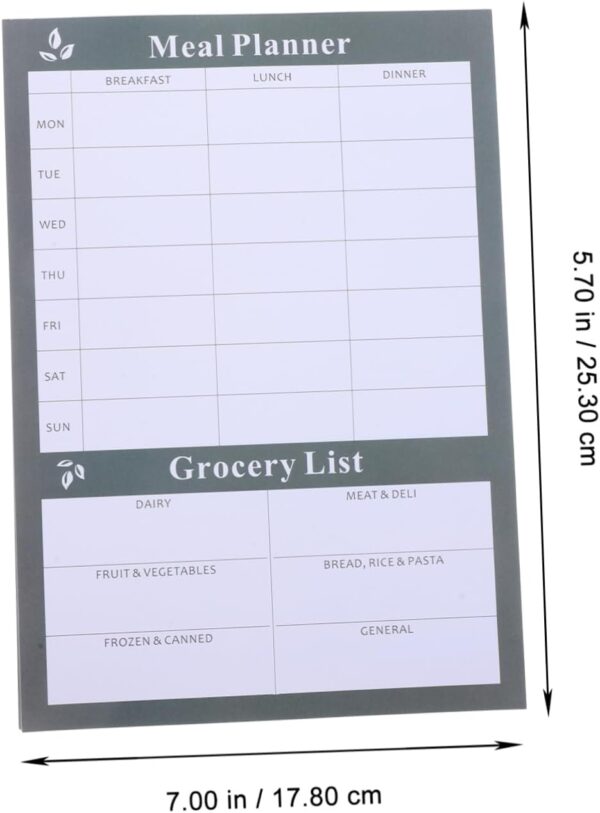 Weekly Meal Planner Notebook Tearable Household Diet Journal for Food Lists & Grocery Planning 1 Book of Calendar for Meal Prep & Healthy Eating