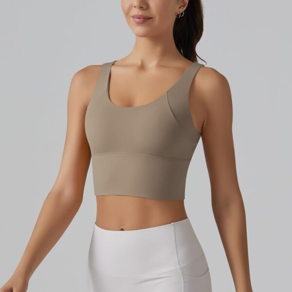 ABOCIW Longline Sports Bra for Women V Back Wireless Padded Medium Support Yoga Bra Workout Crop Tank Tops