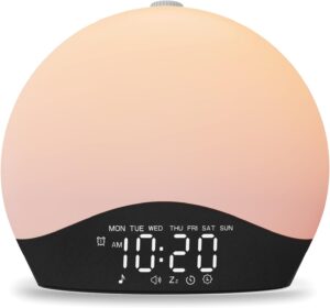 Sound Machine White Noise Machine with 25 Soothing Sounds, 17 Night Lights, 5W Stereo Bluetooth Speaker, Sleep Timer, Wake Up Light Sunrise Alarm Clock for Bedrooms, Ideal Gift for Baby, Kids, Seniors