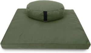 MEDITATION CUSHION SET - Zafu and Zabuton Meditation Pillows for Sitting on Floor, Yoga Cushion, Hemp Yoga Pillow, Zen Kneeling Prayer Pad- MADE IN USA - Round or Oval