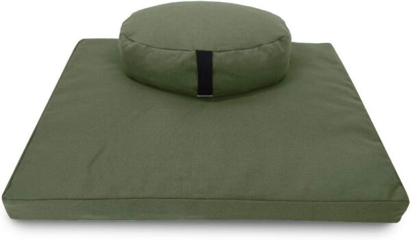 MEDITATION CUSHION SET - Zafu and Zabuton Meditation Pillows for Sitting on Floor, Yoga Cushion, Hemp Yoga Pillow, Zen Kneeling Prayer Pad- MADE IN USA - Round or Oval
