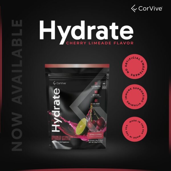 Hydrate Electrolyte Drink Mix | Cherry Limeade Flavor | NSF Certified | Electrolytes, Vitamin C, Magnesium, Zinc, Potassium | Used by Athletes & US Military | Boost Performance | 15 Packs