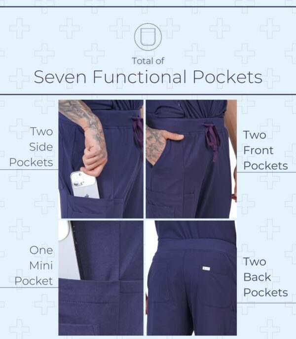 MIKAL Bottom Scrub for Men, Regular Fit with 7 Pockets, Super Soft Cotton Premium Knitted Medical/Health Care Uniform