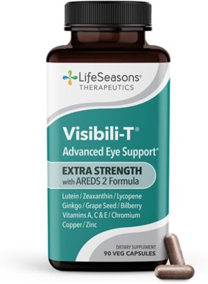 Visibili-T AREDS 2 Advanced Eye Support - Vitamin & Mineral Supplement for Macular Health & Vision Support - Lutein, Zeaxanthin, Bilberry, Grape Seed Extract, Chromium & Ginkgo Biloba - 60 Capsules