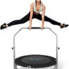 SereneLife 36"/40" Foldable Mini Trampoline - Compact Fitness Trampoline for Kids Adults, Exercise Rebounder with Foam Handle, Indoor/Garden Workout Equipment, Max Load 150/220 lbs