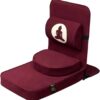 Friends of Meditation Relaxing Buddha Meditation Chair | Detachable Rectangular Back Support & Zafu Cushion | Portable Folding Chair | Floor Chair with Back Support | Yoga Chairs for Adults | Maroon