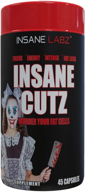 Insane Labz Insane Cutz Intense Fat Burner for Men and Women, Thermogenic Weight Loss Supplement with Dandelion Root Extract Fueled by AMPiberry, Appetite Suppressant - 45 Daily Srvgs (45 Capsules)
