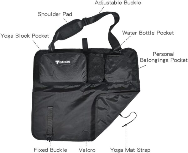 Yoga Mat Bag - Waterproof, Multi Pockets, Adjustable Strap, Fit for 1/4" 1/3" 1/2" Thick Yoga Mat, Storage for Most Yoga Accessories - Perfect Tote Carrier for Yoga, Gym, Travel