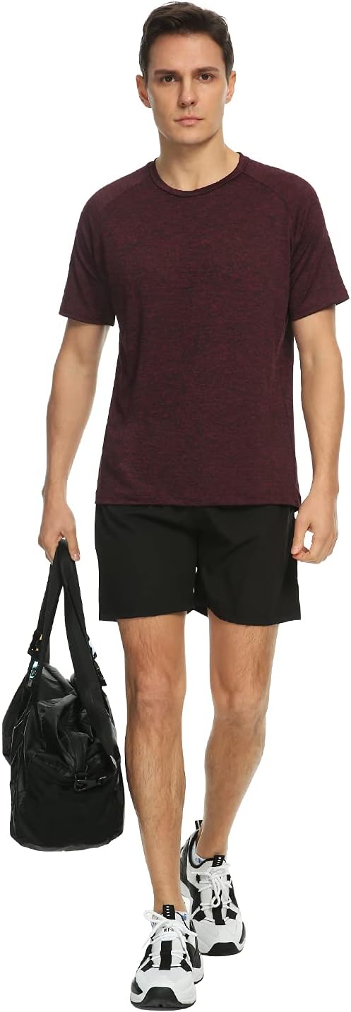 Xelky 4-5 Pack Men's Dry Fit T Shirt Moisture Wicking Athletic Tees Exercise Fitness Activewear Short Sleeves Gym Workout Top