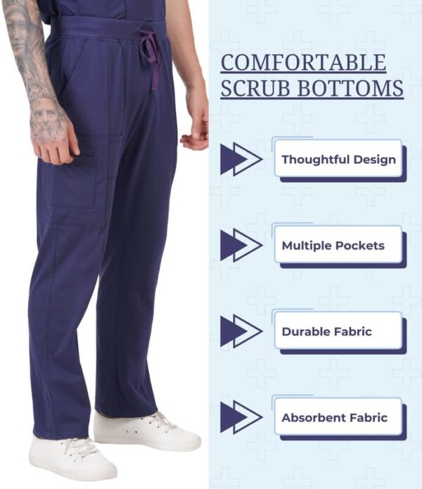 MIKAL Bottom Scrub for Men, Regular Fit with 7 Pockets, Super Soft Cotton Premium Knitted Medical/Health Care Uniform