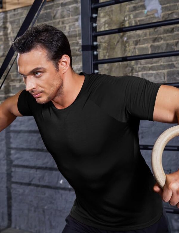 COOFANDY Men's 3 Pack Workout T Shirts Short Sleeve Gym Bodybuilding Muscle Shirt Base Layer Fitness Tee Tops