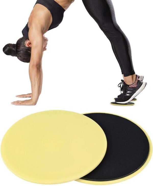 Fitness Disc Slides, 2pcs Gliding Discs Slider Fitness Disc Exercise Sliding Plate Sliding Discs Fitness Core Slider Workout for Gym, Home, Yoga, Pilates (yellow)
