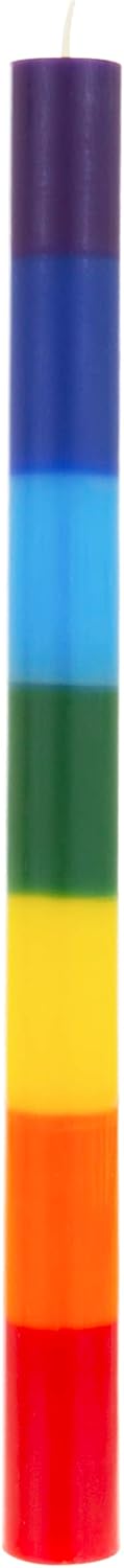 Mega Candles 10 pcs Unscented Multi Color Straight Taper Chakra Candles, Hand Poured Premium Wax Candle 12 Inch x 1 Inch, 100% Cotton Wick, Positive Healing Energy, Meditation, Relaxation, Reiki, Yoga