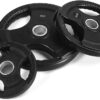 SPART Weight Plate 2-Inch Rubber Coated Olympic Grip Plate for Barbell,Solid Cast Iron Weight Plates in Pairs or Single for Strength Training,Weightlifting,Crossfit,Home Gym(5LB/10LB/25LB/35LB/45LB)