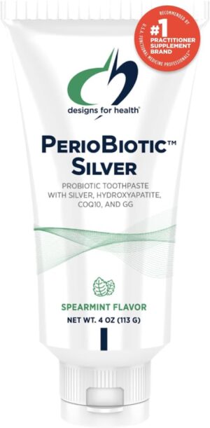 Designs for Health PerioBiotic Silver Hydroxyapatite Toothpaste - Fluoride Free Toothpaste with Oral Probiotics with Whitening Hydroxyapatite - Supports Gum Health & Remineralization (4oz Mint)