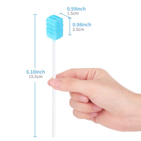 (100 Pack) Disposable Mouth Swabs Sponge - Unflavored & Sterile Oral Swabs Dental Swabsticks for Mouth Cleaning(Contains tooth powder)