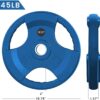 SPART 2-Inch Color Rubber Coated Olympic Grip Plate in Pairs or Single for Strength Training, Weightlifting and Bodybuilding, Solid Cast Iron Weight Plates for Barbell, 2.5LB/5LB/10LB/25LB/35LB/45LB, Two Years Warranty