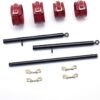 Spreader Bar Heavy Duty Stainless Steel Expandable Silver Bar Home Gym with 4pcs PU Purple Adjustable Strap,Sports Aid Training Fitness Gear Pilates Aid Kit,Yoga Set (Black+Claret PU Kit)
