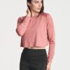 Real Essentials 4 Pack: Women's Dry-Fit Long Sleeve Petal Back Crop Top - Athletic Cropped Tee (Available in Plus Size)