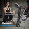SereneLife Electric Folding Treadmill Exercise Machine - Smart Compact Digital Fitness Treadmill Workout Trainer w/Bluetooth App Sync, Manual Incline Adjustment, for Walking, Running, Gym