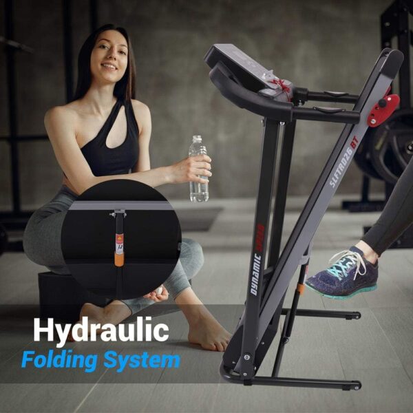 SereneLife Electric Folding Treadmill Exercise Machine - Smart Compact Digital Fitness Treadmill Workout Trainer w/Bluetooth App Sync, Manual Incline Adjustment, for Walking, Running, Gym