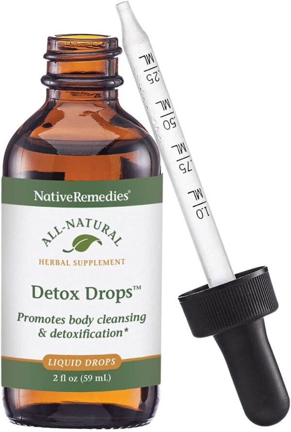 Native Remedies Detox Drops - All Natural Herbal Supplement Promotes Systemic Body Cleansing, Toxin Release and Liver Function and Detoxification - 59 mL