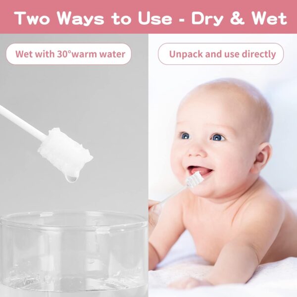 60Pcs Baby Tongue Cleaner, Baby Toothbrush, Disposable Baby Mouth Cleaner, Soft Gauze Toohthbrush Newborn Oral Cleaning Stick Dental Care for 0-36 Month Baby