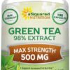 aSquared Nutrition Green Tea Extract Supplement with EGCG - 180 Capsules-Max Potency Fat Burner 500 mg Pills for Weight Loss, Boost MetabolismHeart Health, All-Natural Low Caffeine Diet Detox