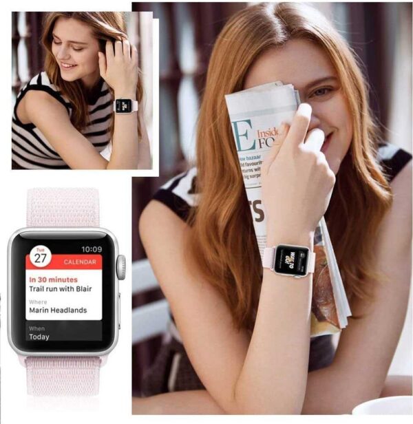 Smart Watch for Men Women for Android iOS Phones Compatible with iPhone, Smartwatches Fitness Tracker with Call/SMS/Heart Rate/Blood Oxygen Monitor/Pedometer/Nylon Sport Bands (Rose Gold)