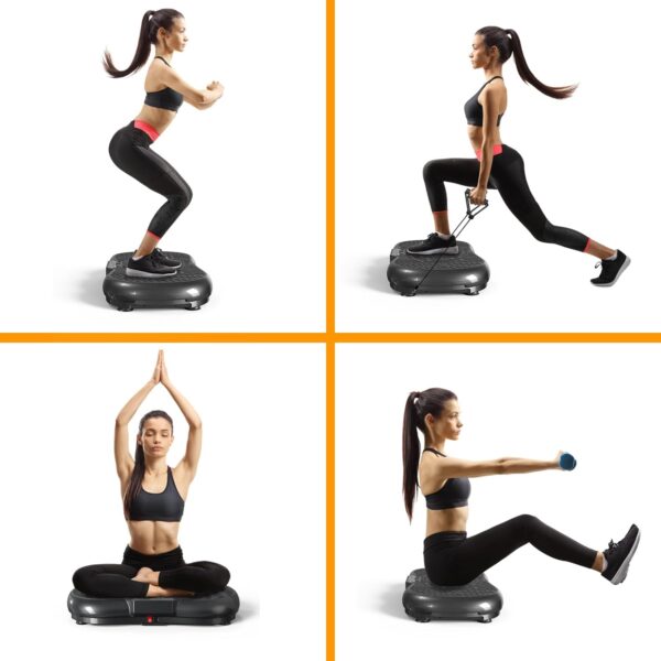 Bigzzia Vibration Plate Exercise Machine 10 Modes Whole Body Workout Vibration Fitness Platform w/ Loop Bands Jump Rope Bluetooth Speaker Home Training Equipment for Weight Loss & Toning