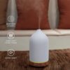 200ML Ceramic Diffuser,Aromatherapy Diffuser,Essential Oil Diffuser with 7 Color Lights Auto Shut Off for Home Office Room,Wood Grain Base (1/3/6/ON hrs Working time)