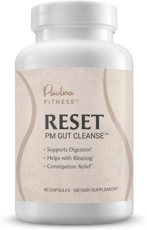 Paulina FITNESS Reset Overnight Digestive Aid, Bloating Relief, & Gut Health Supplement | Natural Detox & Digestive Cleanse to Support Weight Management and Relieve Constipation | 90 Capsules